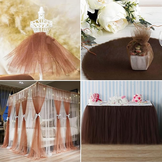 Brown Tulle Fabric Rolls 54 Inch by 40 Yards Tulle Bolt Spool - Image 5
