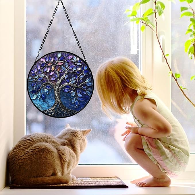 Stained Glass Window Hanging, and Mom 9.8 in - Image 2