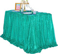 QueenDream Lake Green Tablecloth Party Decorations: Sequin Fabric Cover Drapes by QueenDream