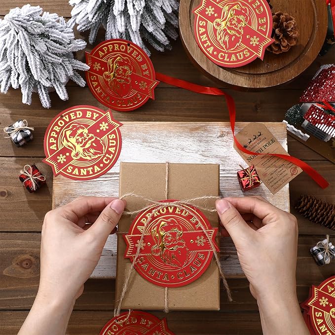 36 Pcs Christmas Gift Tag with String 3D Santa Gift Tag Gold Foil Present from - Image 3