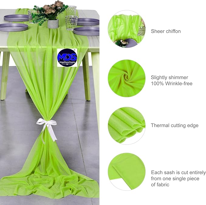 MDS 2 Pack 10ft Chiffon Table Runner 29 x 120 Inches Sheer Wedding Runner - Image 6
