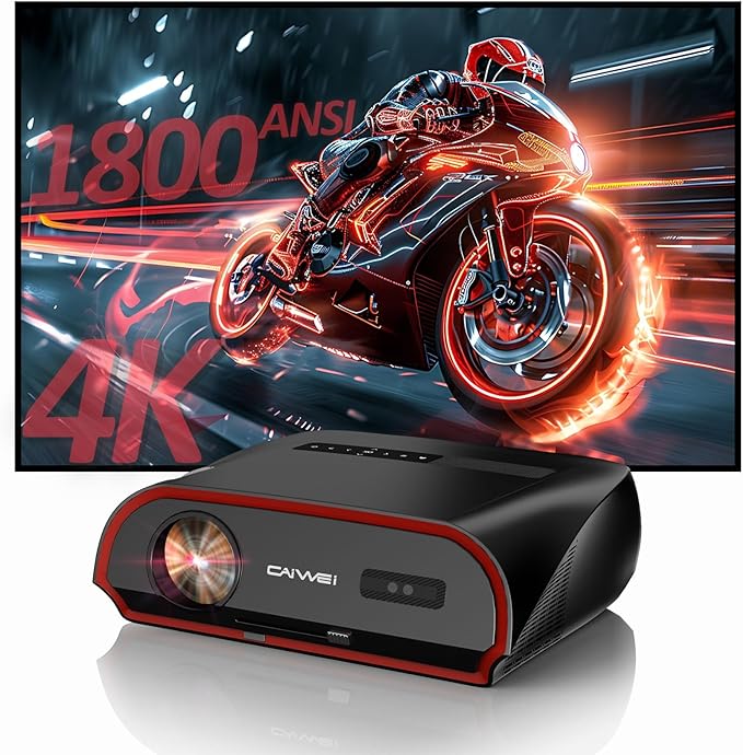 Ultra Bright 1800ANSI Lumens Smart Projector, NFC Casting Wireless, WiFi 6 by Pxodyda