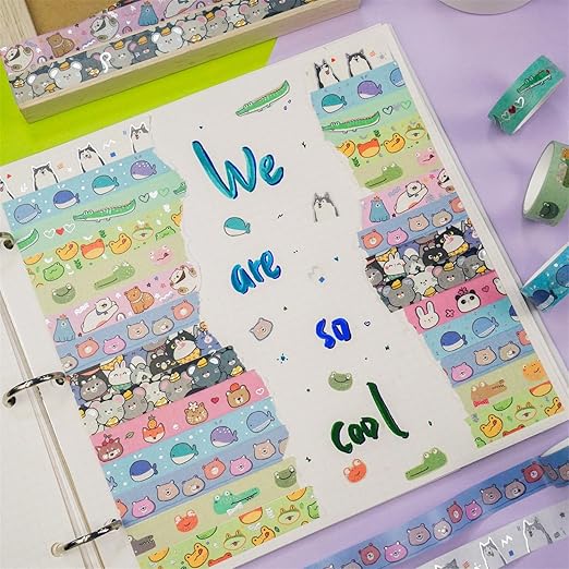 20 Rolls Cute Animals Washi Tape Set, DIY Arts Crafts, Scrapbooking, Holiday - Image 6