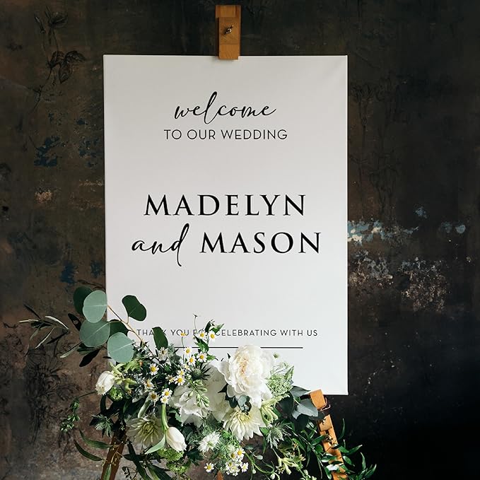 Personalized Wedding Welcome Sign, Customized White Foam Sign by AmazingItems