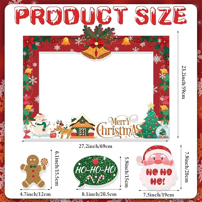 HOWAF 30 Pcs Christmas Photo Booth Props - Image 3