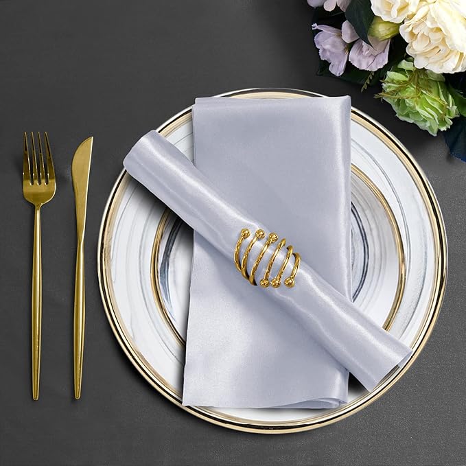 Horbaunal 30 Pack Silver Satin Napkins 17 x 17 Inch, Square Soft Table Dinner - Image 7