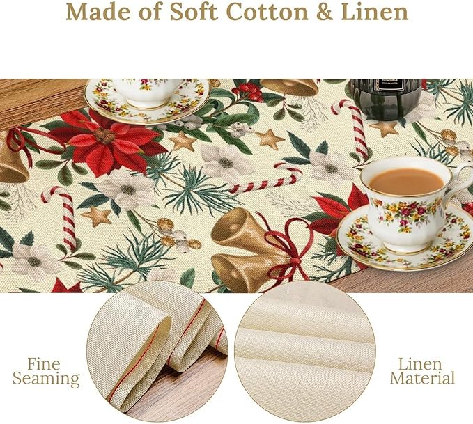 Christmas Table Runner, Seasonal Winter Xmas Holiday Kitchen Dining Table - Image 5
