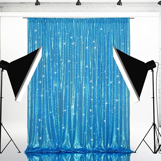 Eternal Beauty Turquoise Sequin Backdrop, 20x10 Ft Glitter Background Curtains by EternalBeauty