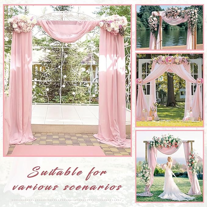 2 Panels Wedding Arch Draping Fabric 20Ft Length x 28" Width Light Pink Arch - Image 7