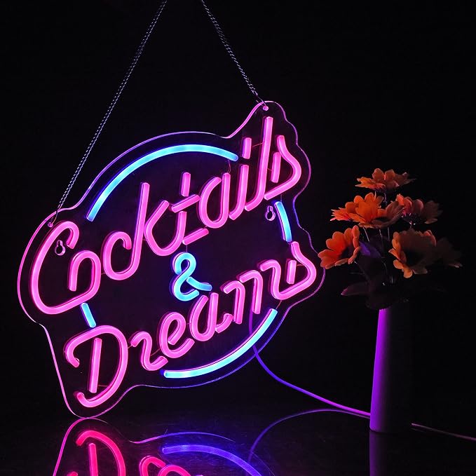 Cocktails and Dreams Neon Sign for Wall Decor Neon Signs - Image 4
