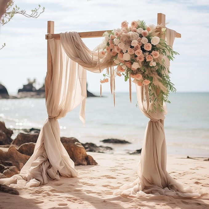 Wedding Arch Draping Fabric, 1 Panel 28" x 19Ft Deep Champagne Arch Drapes - Image 5