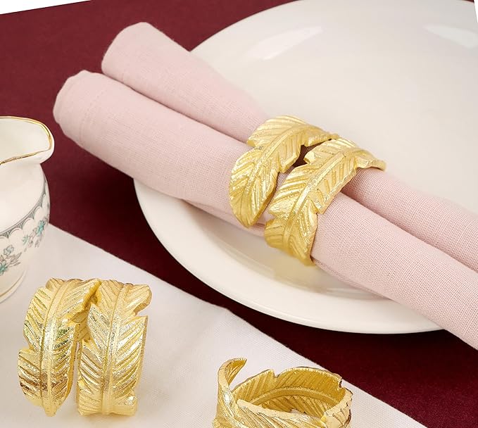 Gold Napkin Rings, Napkin Ring Set of 12, Napkin Holders - Image 2