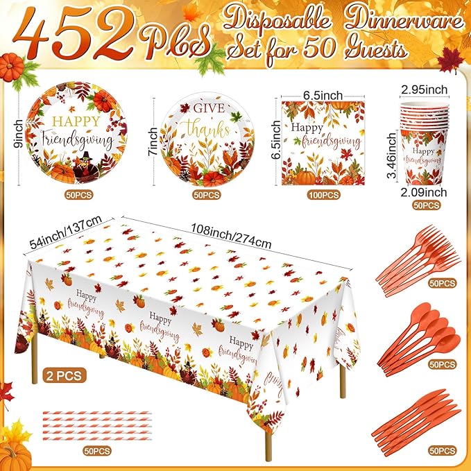 452 Pcs Happy Friendsgiving Party Decorations - Image 2