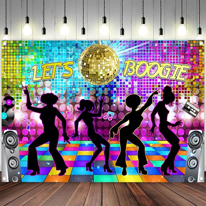 Dance Party Backdrop Retro 80s 90s Theme Stage Dance Ball Music Birthday Party by MERCHR