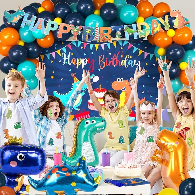 265 PCS Dinosaur Party Decorations, Customized Backdrop, Happy Birthday Banner - Image 6