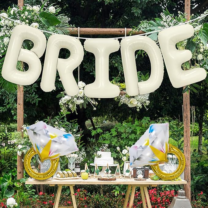 40 Inch Beige BRIDE Balloons Luxury Wedding Decor - Image 5