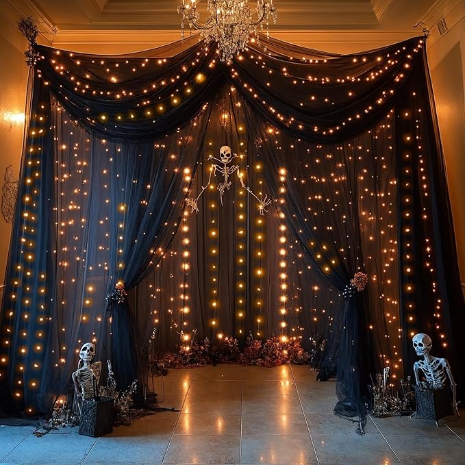 30×10ft Black Tulle Backdrop Curtain - Image 2