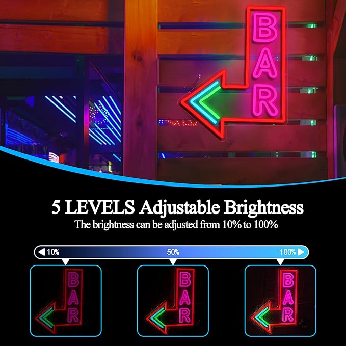 Bar Neon Sign with Dimmer switch, Colorful Bar Led Neon Light Pink Letter Light - Image 3