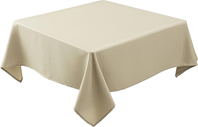Biscaynebay Textured Fabric Square Tablecloths 54x54 Inches, Natural Water by Biscaynebay