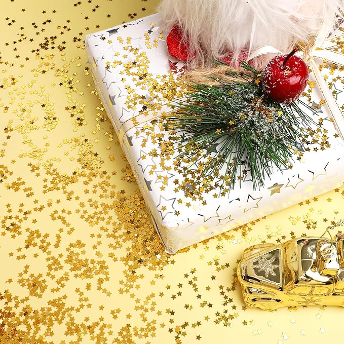 STEFORD 150g Gold Star Confetti, 6mm Glitter Stars Shiny Gold Table Confetti - Image 6