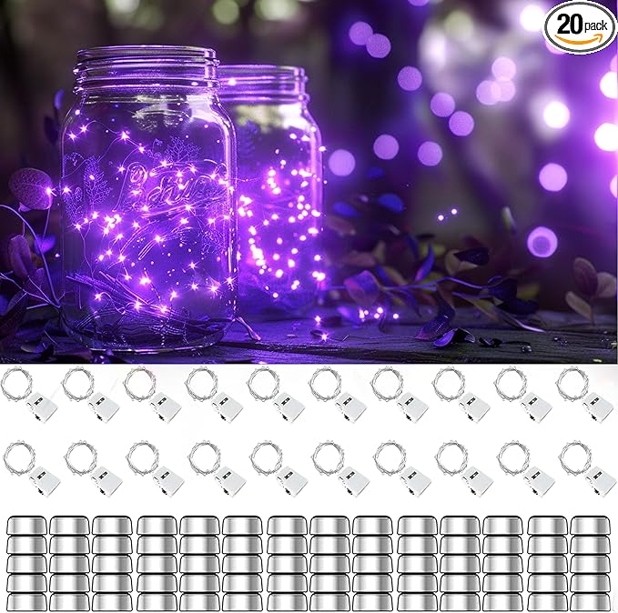 20 Pack Fairy Lights Battery Operated 60 Extra Batteries, 3 Modes 6.5ft 20 LED by LIBFUGOR