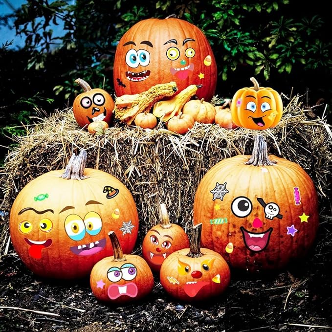 48Packs Pumpkin Decorating Kit, Make Your Own Small Pumpkin face Stickers - Image 7