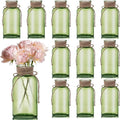 Green Glass Flower Vases for Centerpieces Set of 12, Mason Jars Boho Cylinder by Unknown