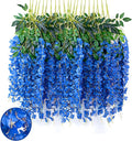 24 Pack Royal Blue Wisteria Hanging Flowers Garland, 3.77 Feet Artificial by Luerbi