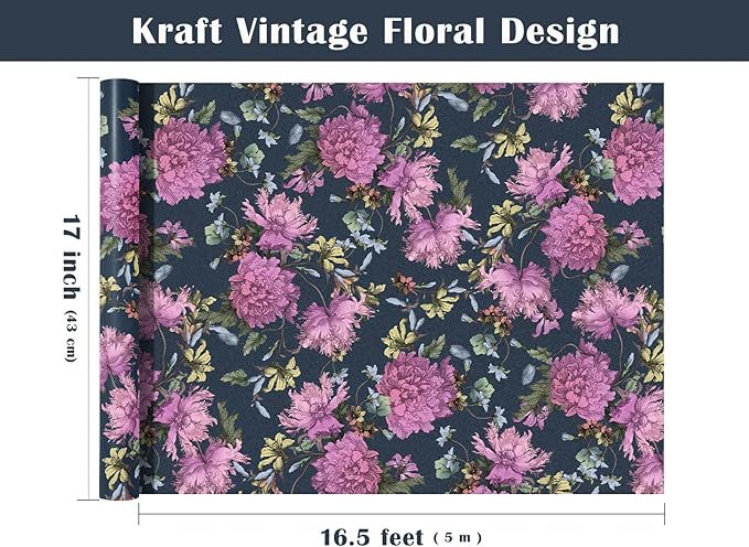 WRAPAHOLIC Kraft Floral Wrapping Paper Roll - Image 3
