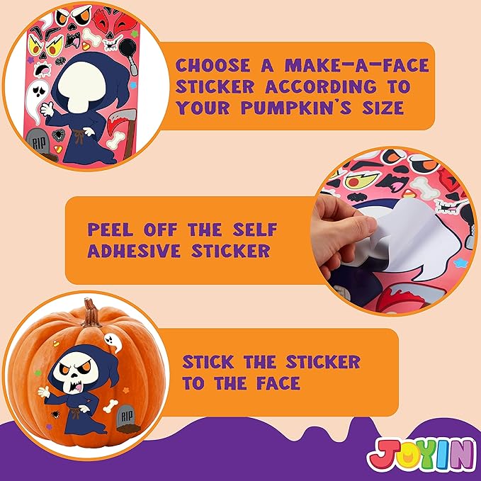 JOYIN 48 Pcs Halloween Make a Face Stickers, Halloween Party Favor - Image 4