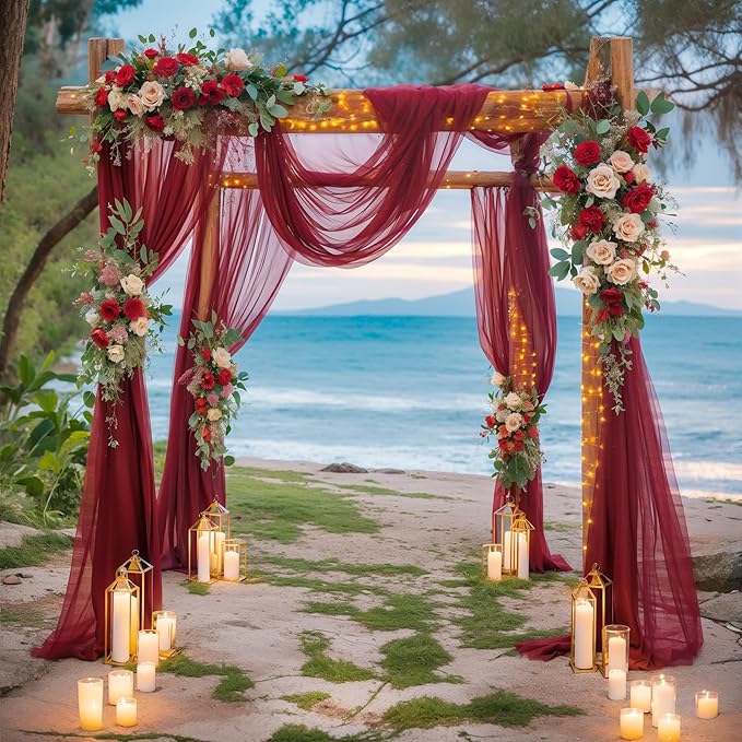 Arch Drapes for Wedding Arch Draping Fabric Burgundy Sheer Backdrop Curtain for by Gogoparti