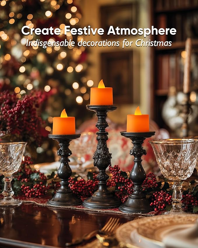Amagic 24 Pack Halloween Orange LED Tea Lights, Flameless Votive Candles - Image 5