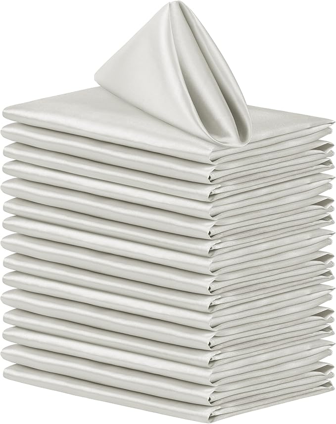 Aneco 16 Pack Square Satin Napkin Bright Silk Table Napkin Soft Smooth Fabric by Aneco