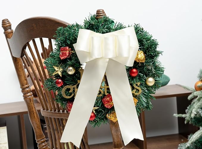 Ivory Satin Ribbon Double-Faced Wired Ribbons - Image 5
