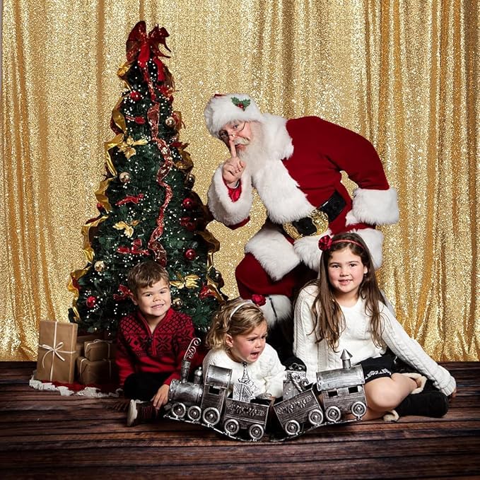 Poise3EHome 8Ft x 10Ft Gold Sequin Backdrop, Glitter Thick Satin Sequin - Image 8