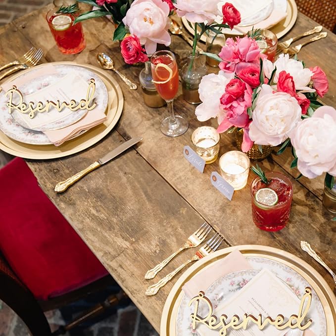 12 Pcs Reserved Seating Signs for Wedding Chairs Hanging Wooden Rustic Reserved - Image 5