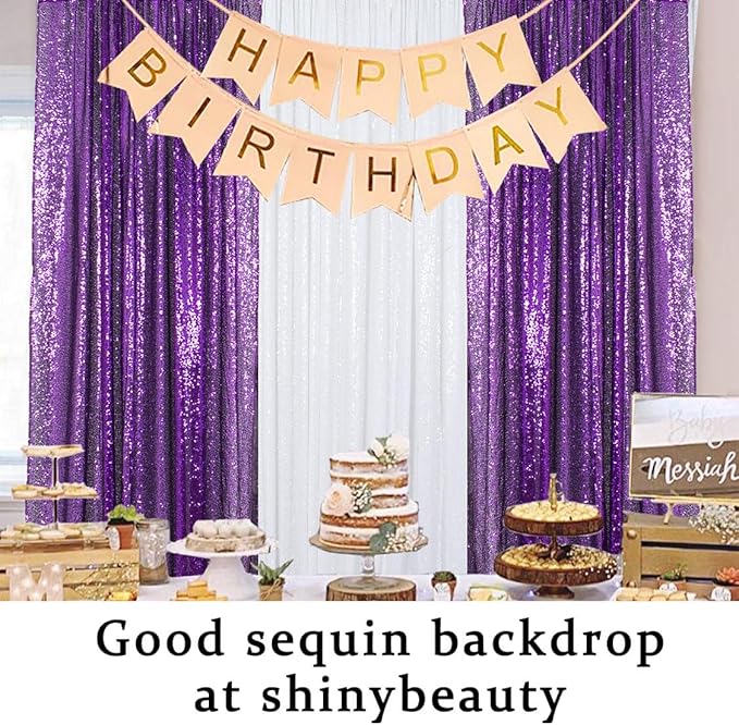 ShinyBeauty 4x10ft Purple Sequin Photo Backdrop - Image 6