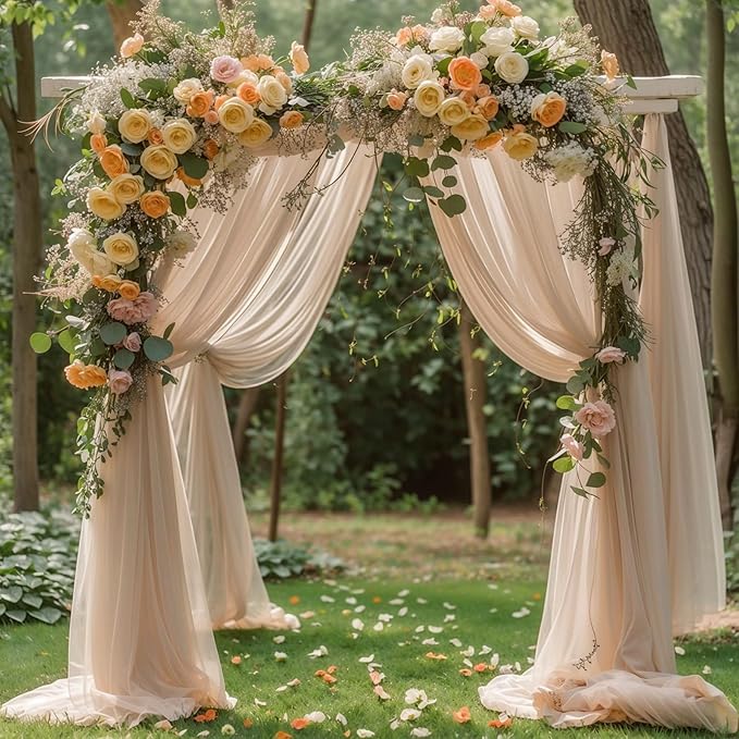 Wedding Arch Draping Fabric, 1 Panel 28" x 19Ft Deep Champagne Arch Drapes - Image 6