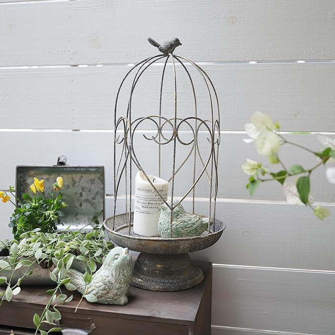 Rustic Farmhouse Metal Planter Holder Vintage Birdcage Candle Holder Distressed - Image 8