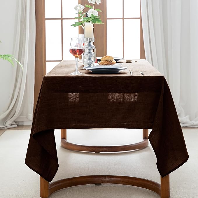 EVERLY 100% Pure Linen Rectangle Tablecloths 60x84Inches - Image 5