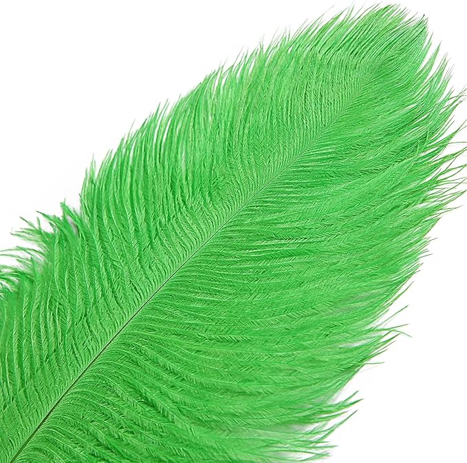 THARAHT Green Ostrich Feathers 12pcs Large Natural Bulk 12-14Inch 30cm-35cm - Image 3