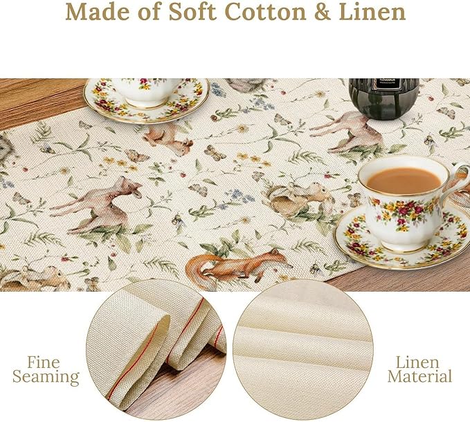 Rustic Woodland Table Runner, Farmhouse Forest Animals Country Lodge Wild Hunt - Image 5