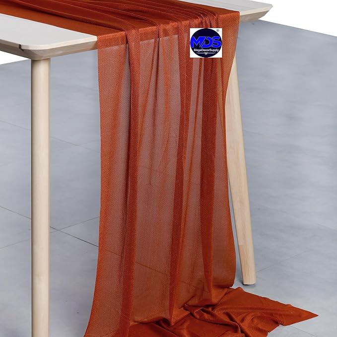 MDS 2 Pack 10ft Chiffon Table Runner 29 x 120 Inches Sheer Wedding Runner - Image 2