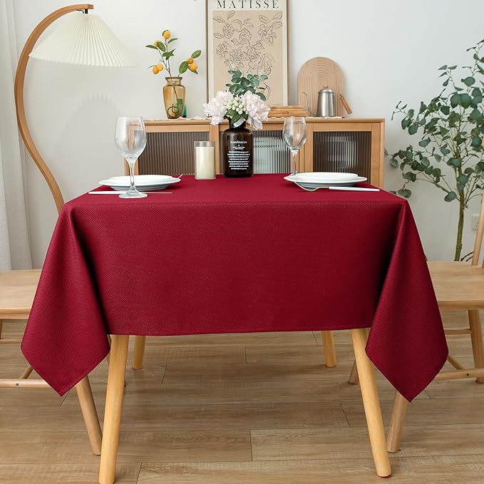 Biscaynebay Textured Fabric Christmas Square Tablecloths 54x54 Inches, Wedding - Image 6