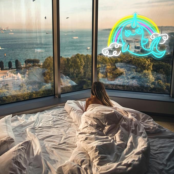 Rainbow Narwhal Neon Sign Dreamy Narwhal Led Sign Dimmable Rainbow Cloud Light - Image 5