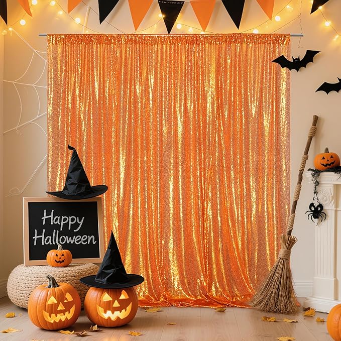 Poise3EHome 6FT x 8FT Orange Sequin Photography Backdrop Curtain by Poise3EHome