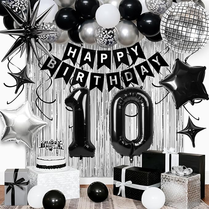 10th Birthday Decorations for Boys Girls, Fringe Curtains Kit by Birthdaypartyexpert