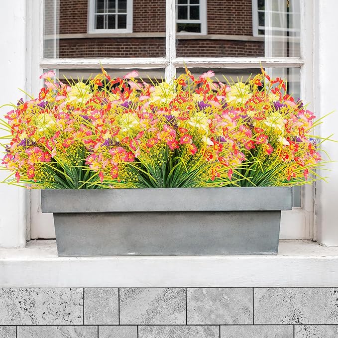 12 Bundles Artificial Outdoor Flowers Lifelike UV Resistant Fake Plastic Plants - Image 6