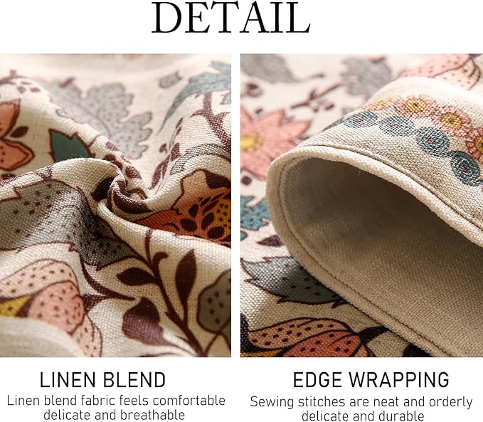 ISAENNE Designer Bohemian Linen Table Runner 87 Inches Long, Elegant Lotus - Image 5