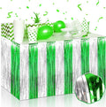 3 Pack 29 x108 Inch Silver Green Foil Fringe Table Skirts Metallic Banner by Mebiornt